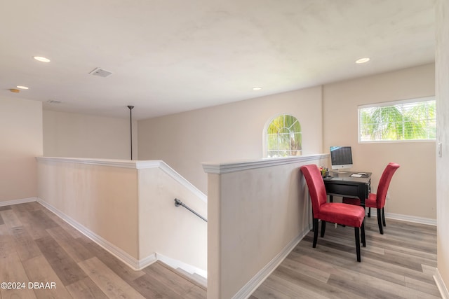 office space featuring light hardwood / wood-style floors