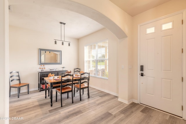 dining room with light hardwood / wood-style flooring