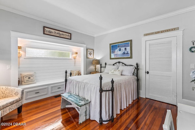 509 Faulkner St, New Smyrna Beach, FL 32168 - bedroom with ornamental molding and dark wood-type flooring