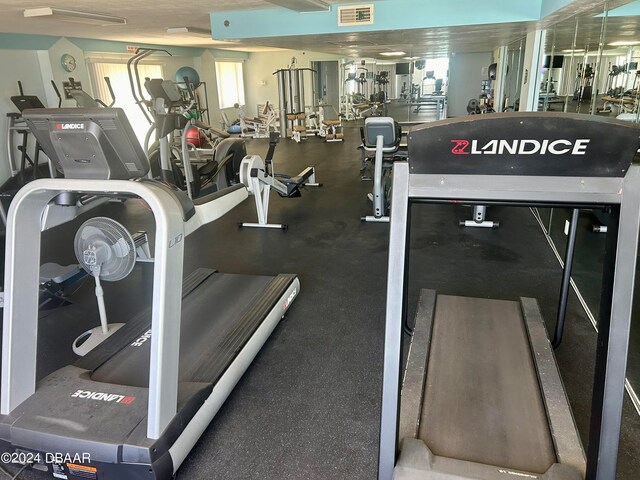 exercise room featuring a wealth of natural light