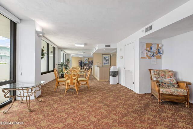 view of carpeted dining room