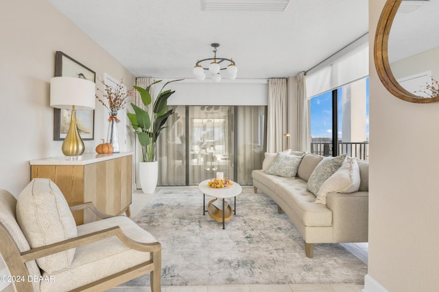 view of tiled living room