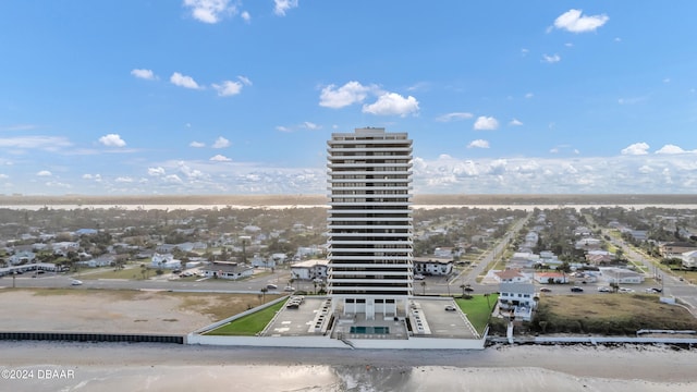 aerial view featuring a view of the beach