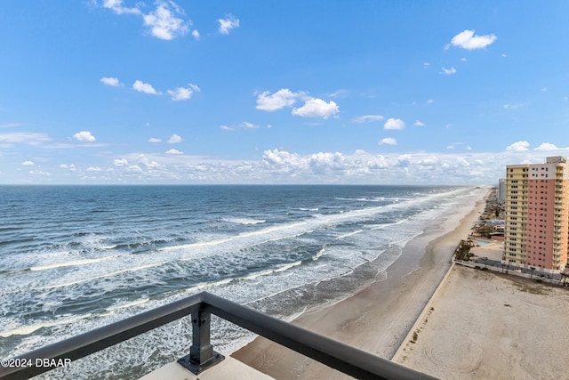 property view of water featuring a view of the beach