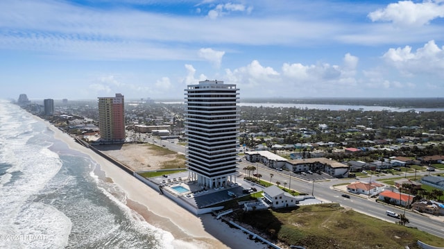2200 N Atlantic Ave Unit 1602, Daytona Beach, FL 32118 - bird's eye view featuring a water view, a view of city, and a beach view