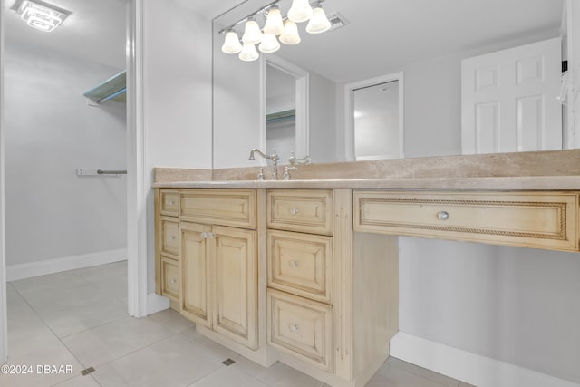 bathroom with vanity and tile patterned floors