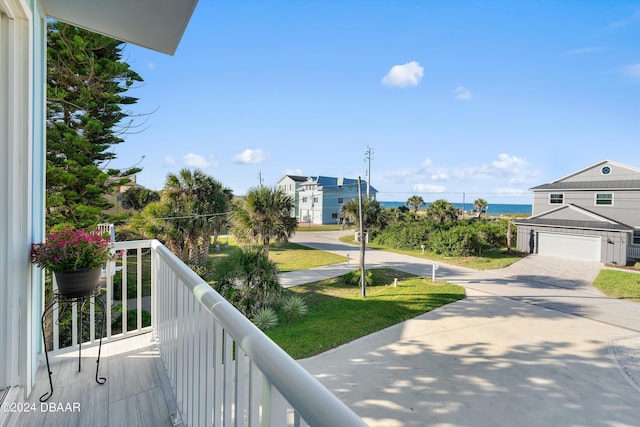 balcony with a water view