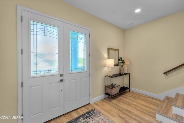 foyer entrance featuring light hardwood / wood-style floors