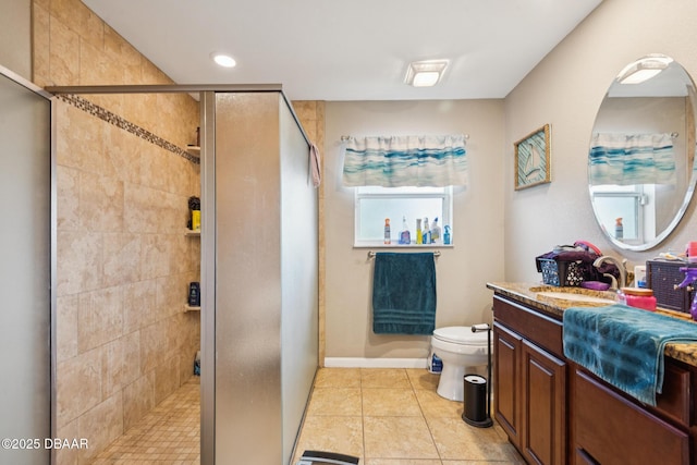 225 Sherwood Ln, Daytona Beach, FL 32117 - full bath with vanity, a stall shower, and tile patterned floors