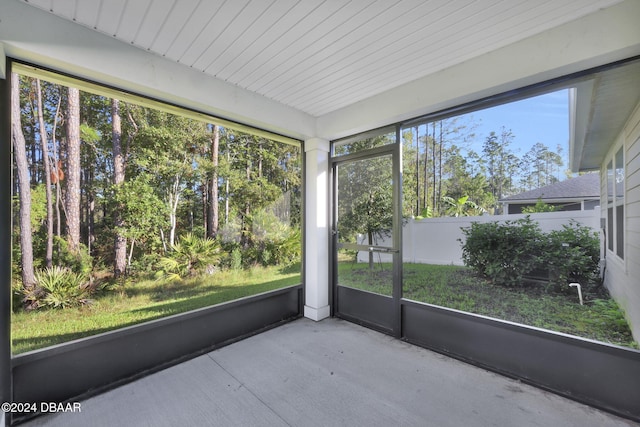 view of unfurnished sunroom