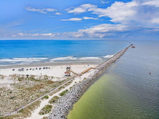 property view of water featuring a beach view