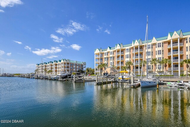 view of water feature featuring a boat dock