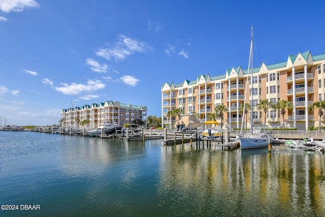 water view featuring a boat dock