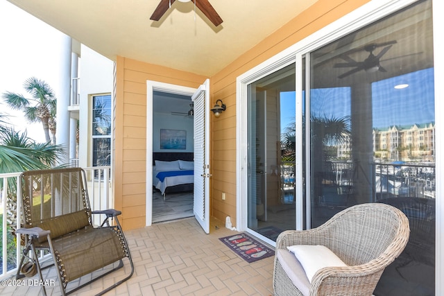 view of patio / terrace featuring ceiling fan