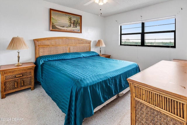 bedroom featuring ceiling fan