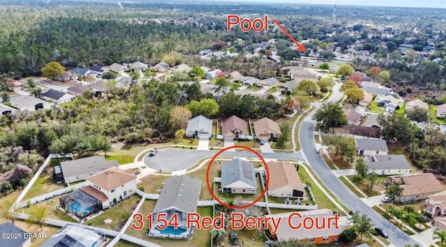 bird's eye view with a residential view