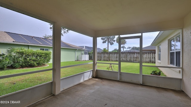 view of unfurnished sunroom