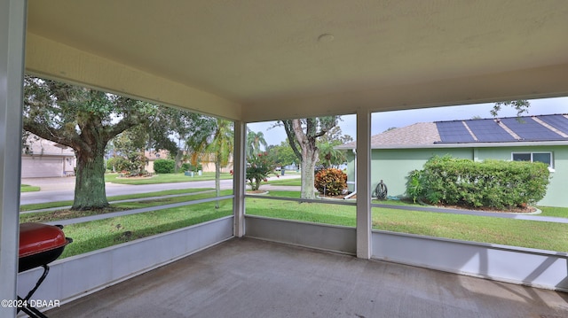 view of unfurnished sunroom