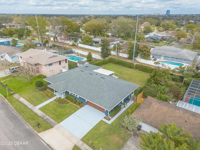 drone / aerial view featuring a residential view
