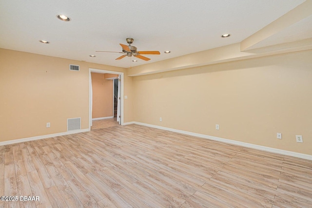 21 Pine Valley Cir, Ormond Beach, FL 32174 - empty room with light wood-style floors, a ceiling fan, and recessed lighting