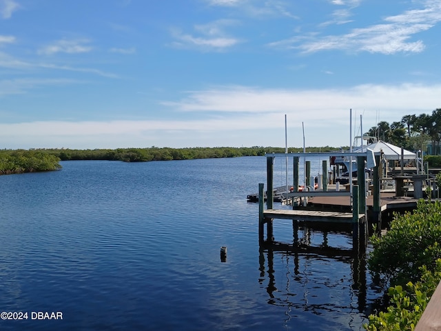 view of dock featuring a water view