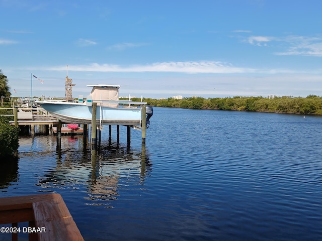 dock area featuring a water view