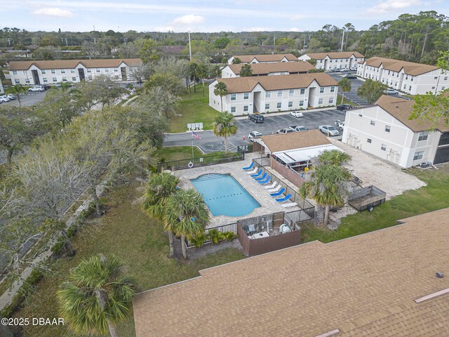 aerial view with a residential view