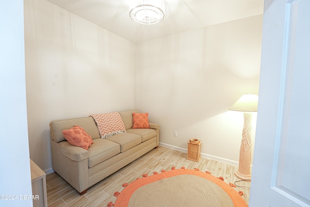 living room with light hardwood / wood-style floors