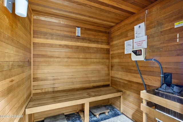 1925 S Atlantic Ave Unit 205, Daytona Beach Shores, FL 32118 - relaxing sauna featuring wooden ceiling and wooden walls