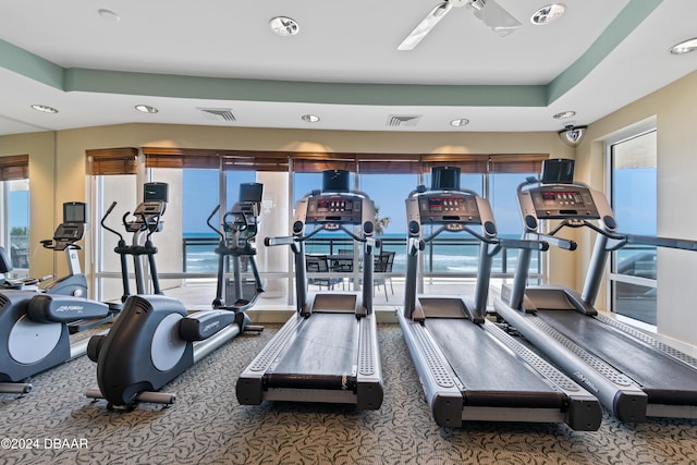 1925 S Atlantic Ave Unit 205, Daytona Beach Shores, FL 32118 - workout area featuring recessed lighting and carpet flooring