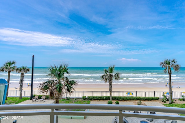 view of water feature with a view of the beach