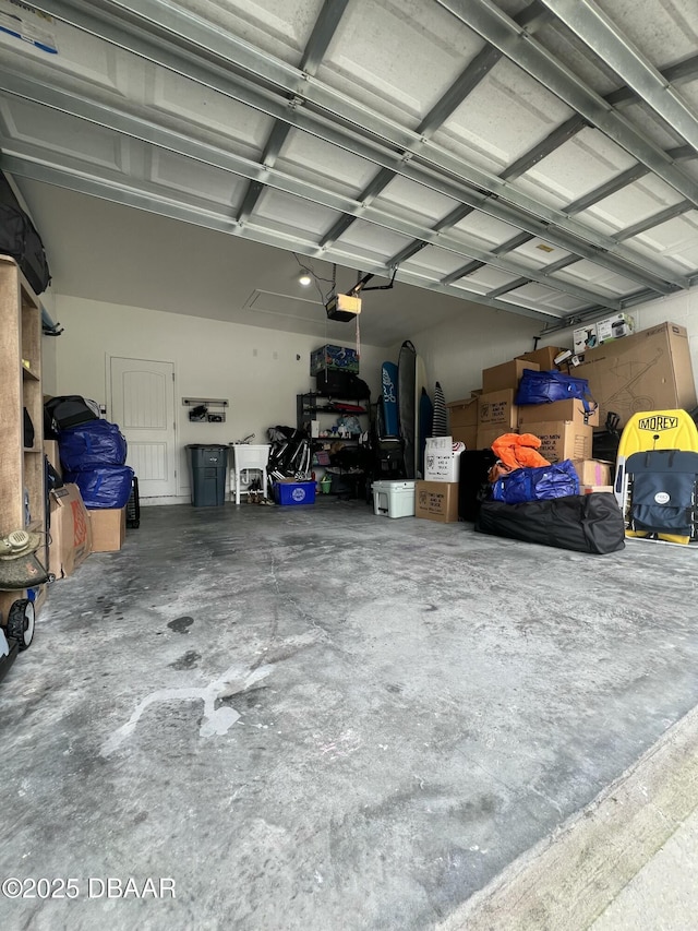 garage with a garage door opener