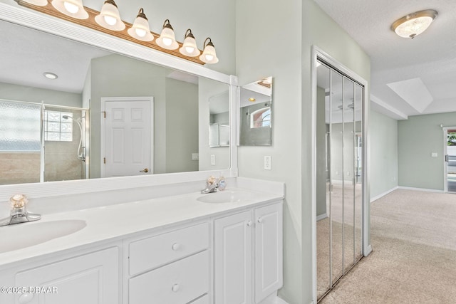 7 Sea Park Ter, Ormond Beach, FL 32176 - bathroom with a sink, a stall shower, and a healthy amount of sunlight