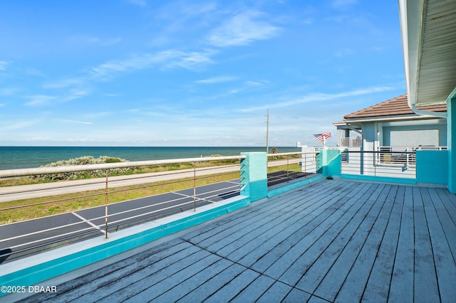 deck with a water view