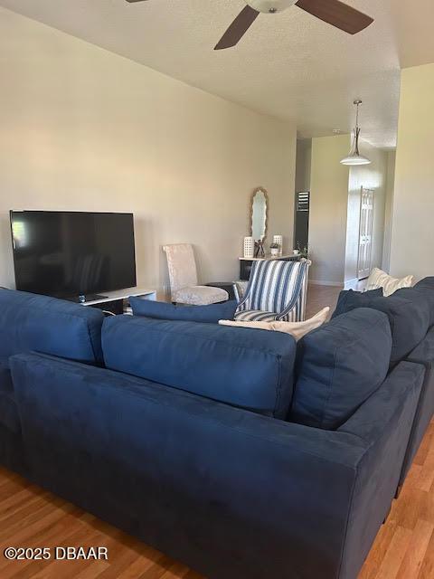 living room with hardwood / wood-style flooring