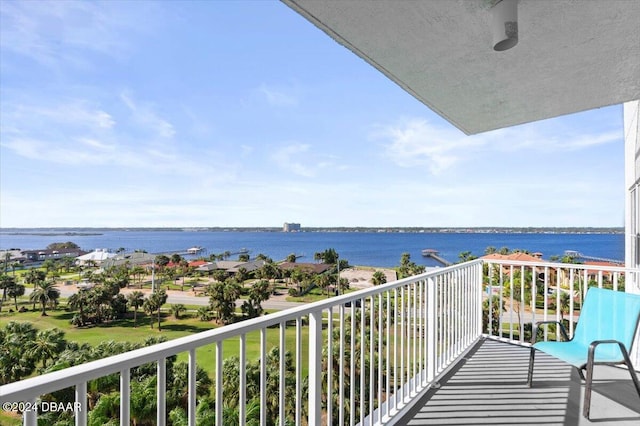 balcony with a water view