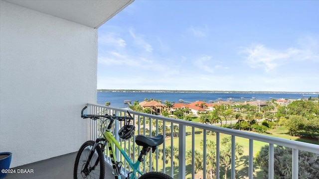 balcony with a water view