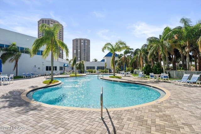 view of pool featuring a patio area