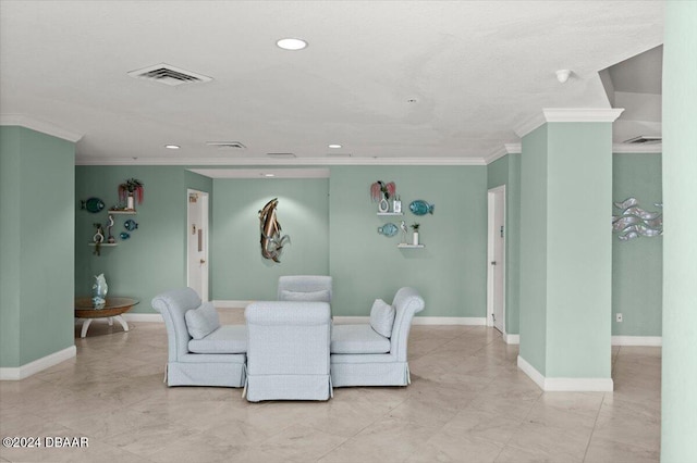 dining area with crown molding