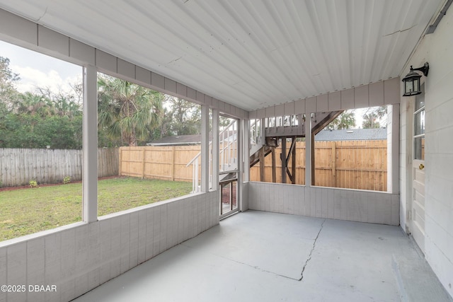 view of unfurnished sunroom