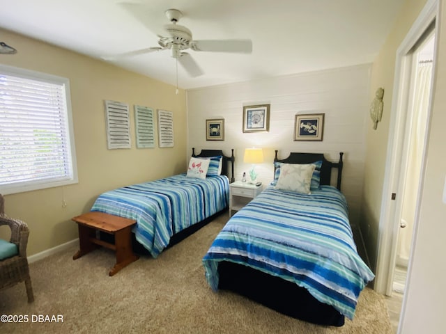 bedroom featuring carpet flooring and ceiling fan