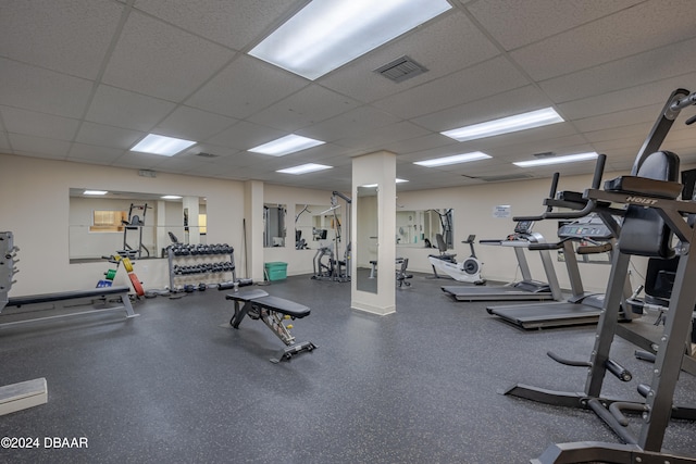 gym with a drop ceiling