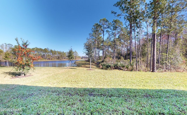 view of yard featuring a water view