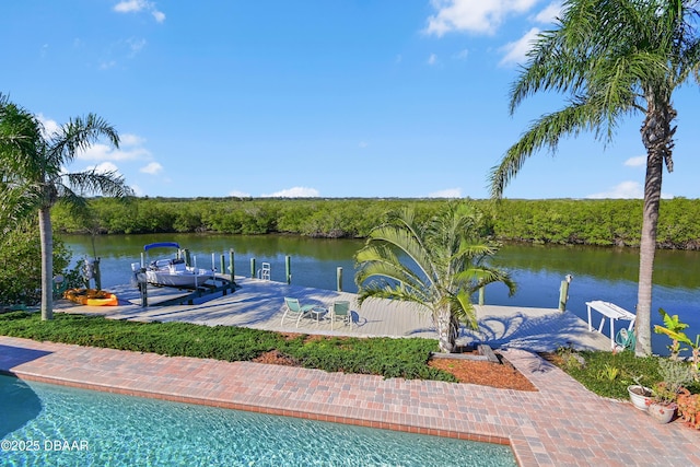 view of dock featuring a water view