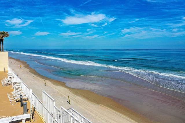 view of water feature with a view of the beach