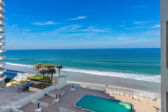 exterior space with a view of the beach