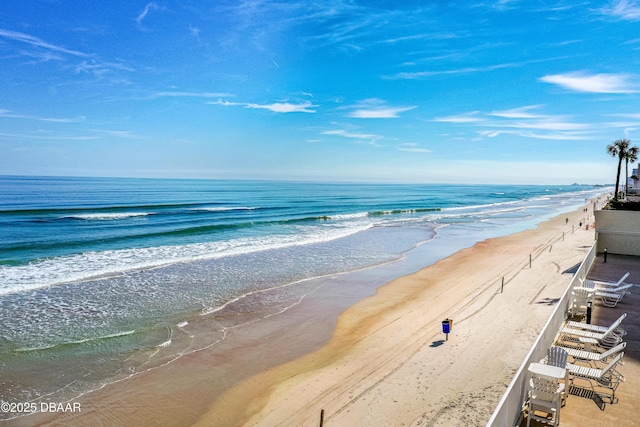 property view of water featuring a beach view