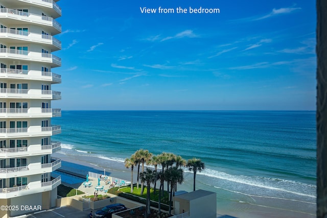 property view of water with a beach view