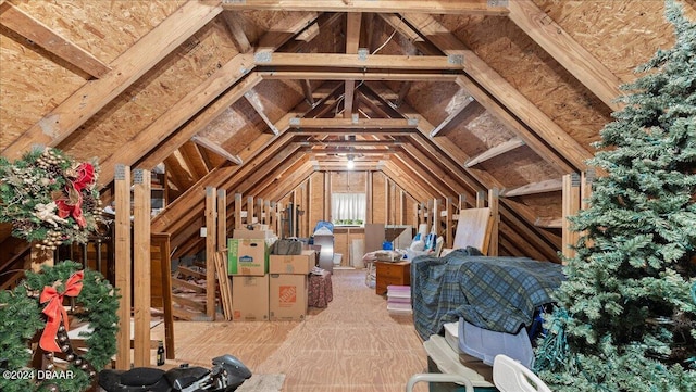 view of unfinished attic