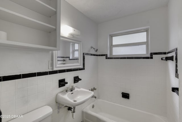 607 Marlene Dr, Holly Hill, FL 32117 - bathroom featuring tile walls and bathing tub / shower combination
